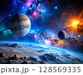 水星から見た宇宙の背景イラスト 128569335