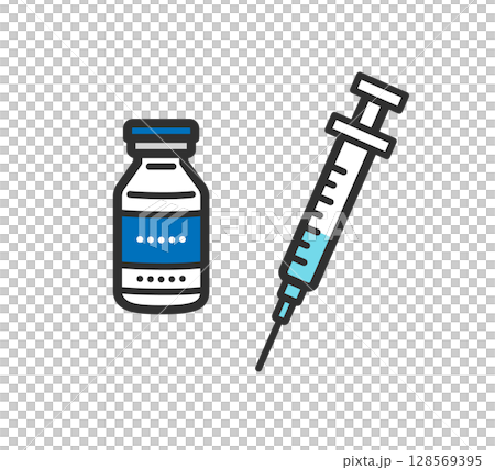 注射器和小瓶插圖 128569395