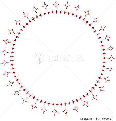 赤い白抜きのダイヤの丸いフレーム 赤い白抜きのダイヤの丸いフレーム 128569651