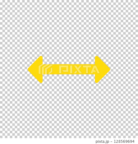 左右を示す黄色の両矢印アイコン、明るいイエローの方向マーク、横方向を示すシンプル矢印 128569694