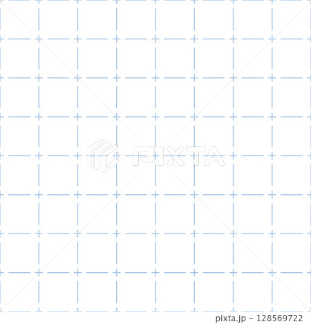 Squared dashed grid seamless pattern. Math paper notebook background. Dashed cross line texture. Squared notebook seamless pattern. Grid paper sheet. Vector illustration isolated on white background 128569722
