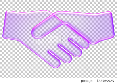 Transparent 3D handshake icon in glassmorphism style, symbolizing partnership, agreement, collaboration, deal, and trust between parties. Transparent 3D handshake icon in glassmorphism style, symbolizing partnership, agreement, collaboration, deal, and trust between parties. 128569925