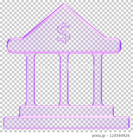 3D icon of transparent glass style bank building with dollar symbol, representing finance, banking, savings, economy, and monetary services in digital context 3D icon of transparent glass style bank building with dollar symbol, representing finance, banking, savings, economy, and monetary services in digital context 128569926