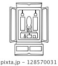 シンプルな仏壇の線画イラスト 128570031