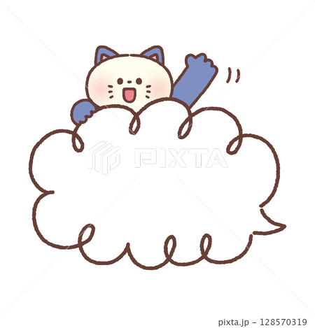 手を振る猫と吹き出し 128570319