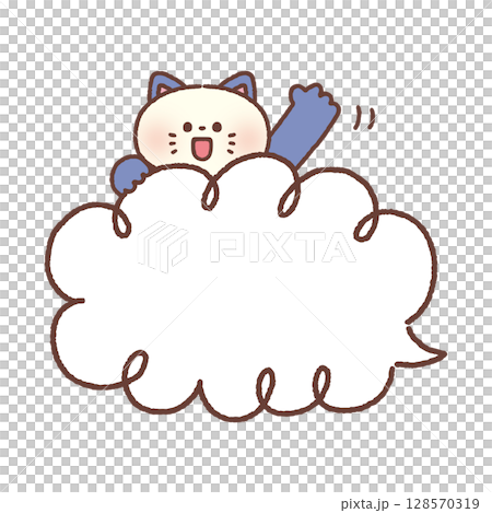 手を振る猫と吹き出し 128570319
