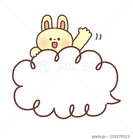 手を振るウサギと吹き出し 128570323