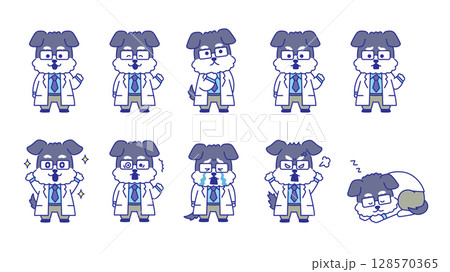 犬のお医者さん(獣医師)イラストセット 犬のお医者さん(獣医師)イラストセット 128570365