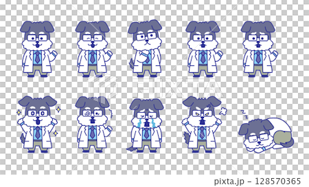 犬のお医者さん(獣医師)イラストセット 犬のお医者さん(獣医師)イラストセット 128570365