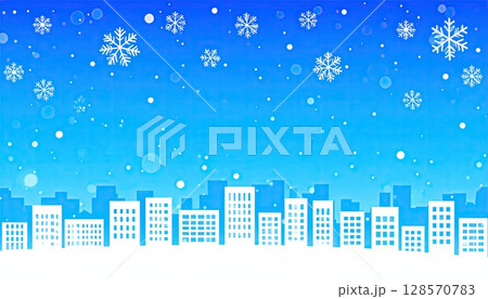 《AI画像》雪の降る夜の街並み 《AI画像》雪の降る夜の街並み 128570783