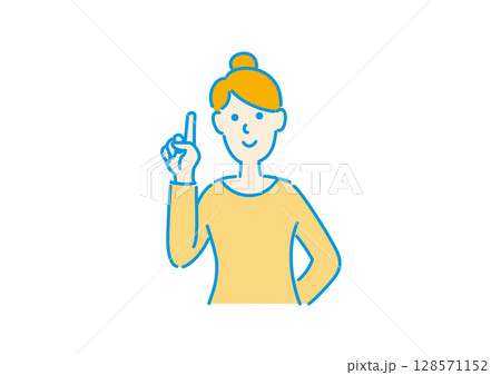 人差し指を立てる女性 128571152