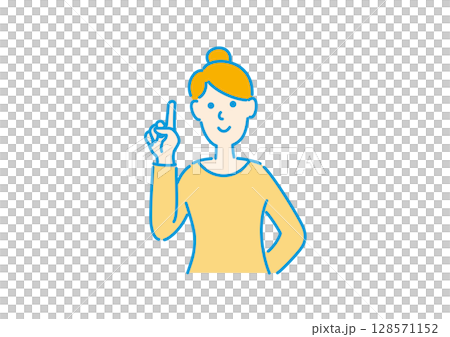 人差し指を立てる女性 128571152