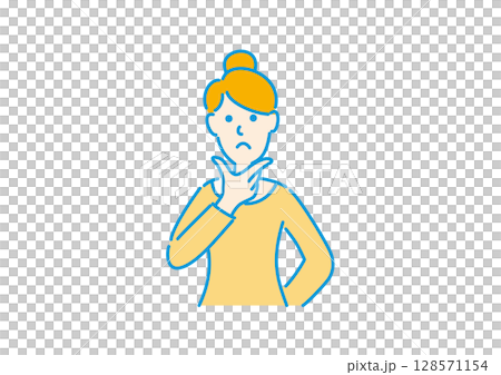 Woman thinking with hand on chin 128571154