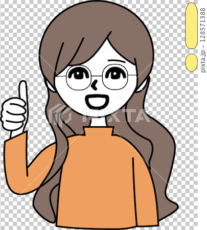 思いついたようにグッドポーズをとる女性 128571388