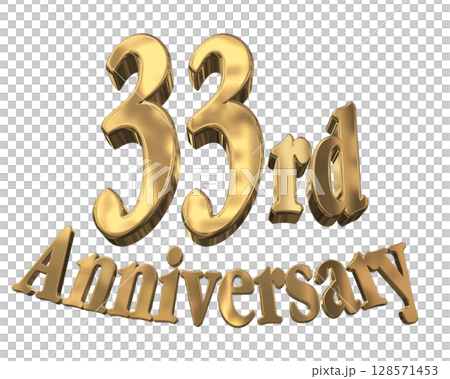 3DCG文字“33週年/33週年紀念馬克·斯帕克” 128571453