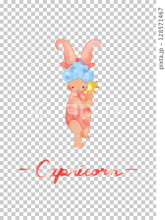 やぎ座の手描きイラスト やぎ座の手描きイラスト 128571467