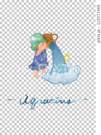 みずがめ座の手描きイラスト みずがめ座の手描きイラスト 128571468
