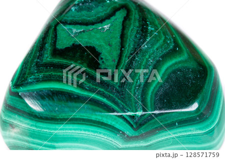Macro mineral stone malachite on white background 128571759
