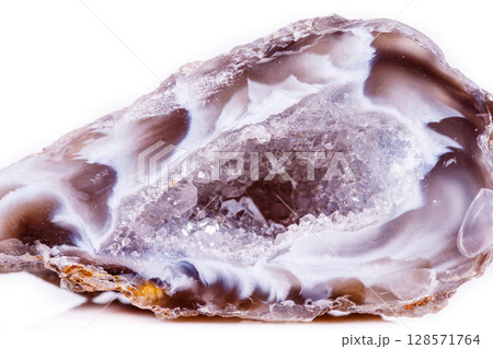 Macro mineral stone agate bud on white background 128571764