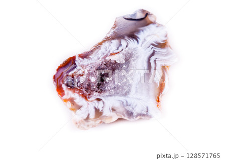 Macro mineral stone agate bud on white background Macro mineral stone agate bud on white background 128571765