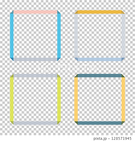 一組具有透明度的彩色矩形框架 128571945