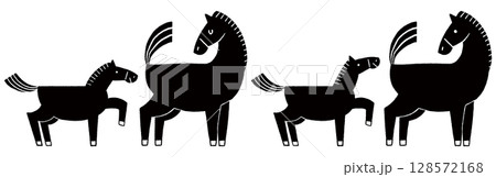 シンプルな親子馬の干支イラスト 128572168