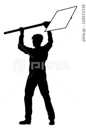 Protest Rally March Picket Sign Silhouette Person Protest Rally March Picket Sign Silhouette Person 128572339