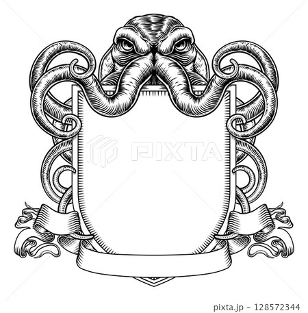 Octopus Cthulhu Heraldic Coat of Arms Shield 128572344