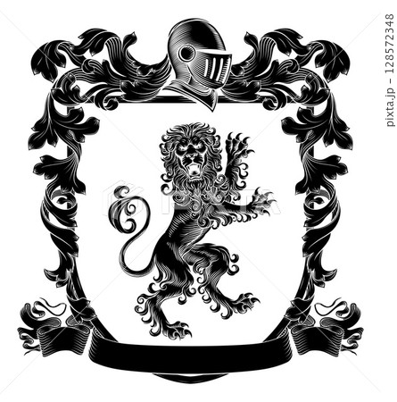 Coat of Arms Crest Lion Heraldry Medieval Shield 128572348