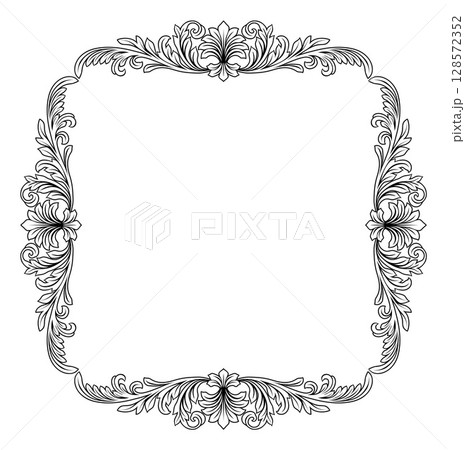 Filigree Heraldic Crest Motif Floral Pattern Frame Filigree Heraldic Crest Motif Floral Pattern Frame 128572352