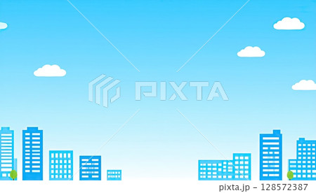 《AI画像》青空が広がる都市風景 128572387