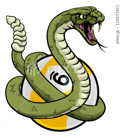 Rattlesnake 9 Ball Nine Ball Pool Cartoon Mascot Rattlesnake 9 Ball Nine Ball Pool Cartoon Mascot 128572411