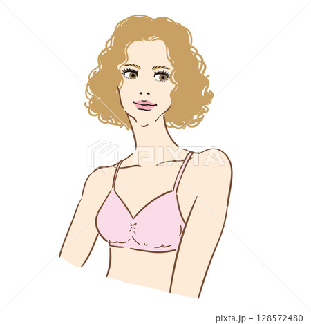 ファッションモデル風美しい女性上半身 128572480