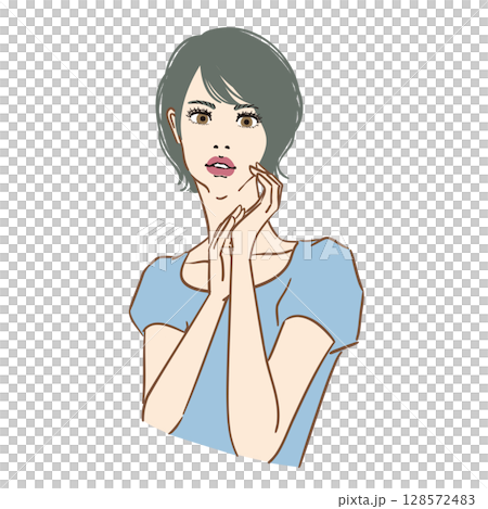 時裝模特兒風格美的女性上身 128572483