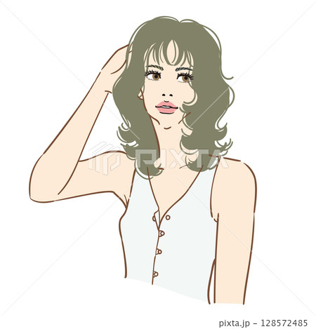ファッションモデル風美しい女性上半身 128572485