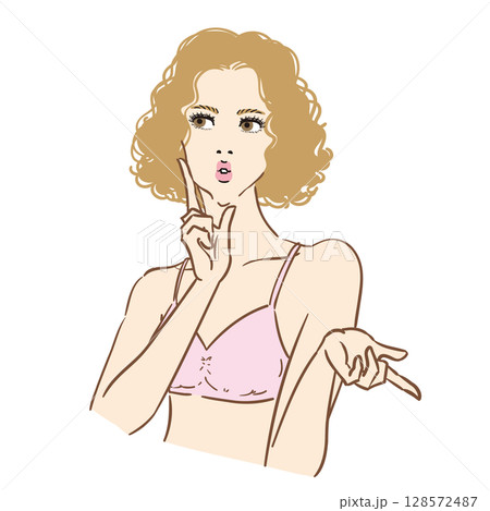 ファッションモデル風美しい女性上半身 128572487