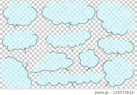 Handwritten fluffy speech bubble set Handwritten fluffy speech bubble set 128572618