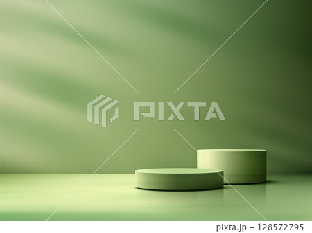modern green product display podium with minimalist 3d cylinders podiums and spotlight for branding mockup template design scene on reflective surface modern green product display podium with minimalist 3d cylinders podiums and spotlight for branding mockup template design scene on reflective surface 128572795