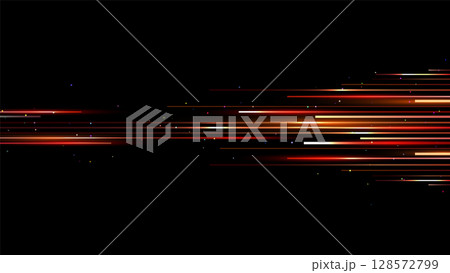 abstract light motion background with glowing red orange yellow lines on black, futuristic technology speed streaks and energy pattern digital design, sci fi and technology themes 128572799