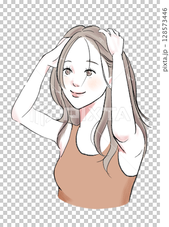 Stock Illustration: Woman, scalp massage, beauty 128573446
