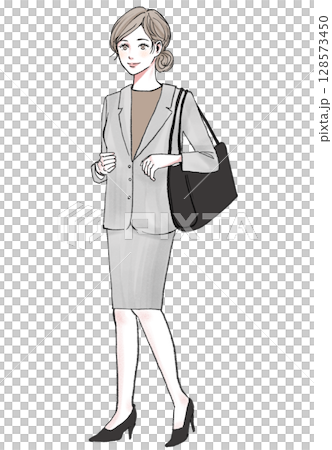 圖庫插畫: 女人，西裝，商務，全身 128573450
