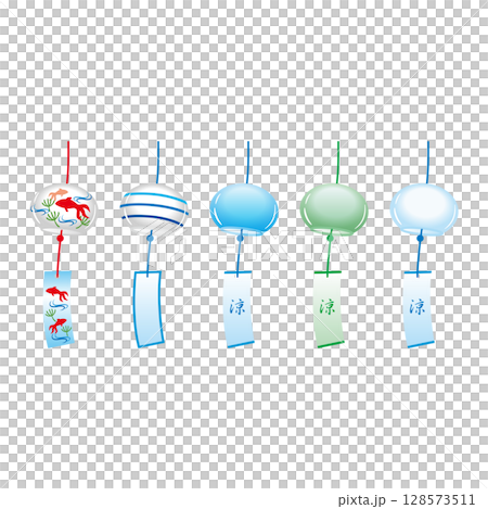 Wind chime illustration set Wind chime illustration set 128573511