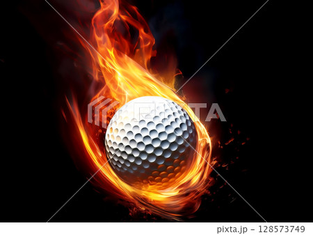 燃えるゴルフボールの3dイラスト 燃えるゴルフボールの3dイラスト 128573749