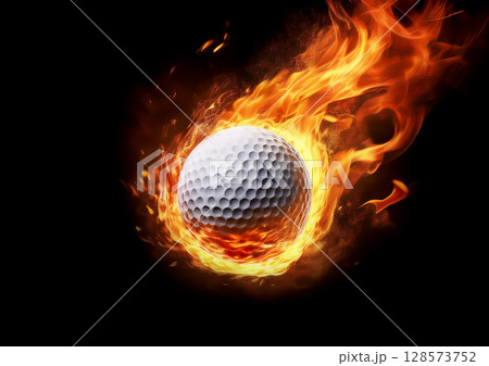 燃えるゴルフボールの3dイラスト 128573752
