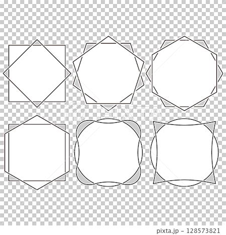 シンプルでやさしい柔和なフレームセット 装飾 飾り枠 モノクロ 文字なし シンプルでやさしい柔和なフレームセット 装飾 飾り枠 モノクロ 文字なし 128573821