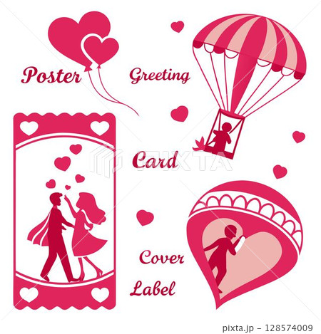 vector illustration of a woman, girl and man with a gift box. vector illustration of a woman, girl and man with a gift box. 128574009