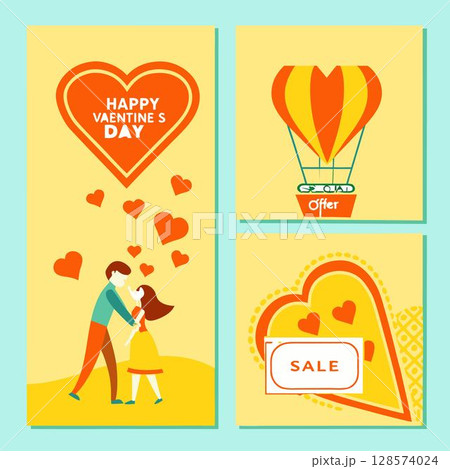 vector illustration of a woman, girl and man with a gift box. 128574024