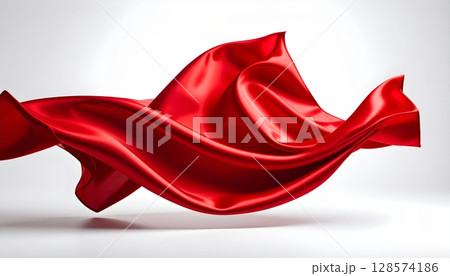 Red rose silk fabric on white background 128574186
