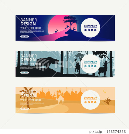 Creative Wildlife Silhouette Banner Templates 128574238