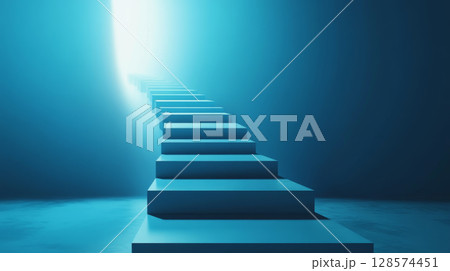 Glowing Staircase Leading into Light, Symbolizing Progress and Future 128574451